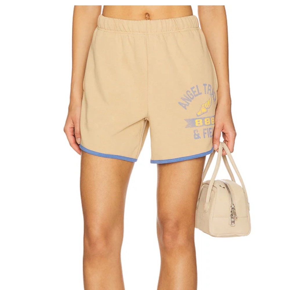 NEW The Mayfair Group Angel Track & Field Vintage Sweatshorts in Latte Revolve